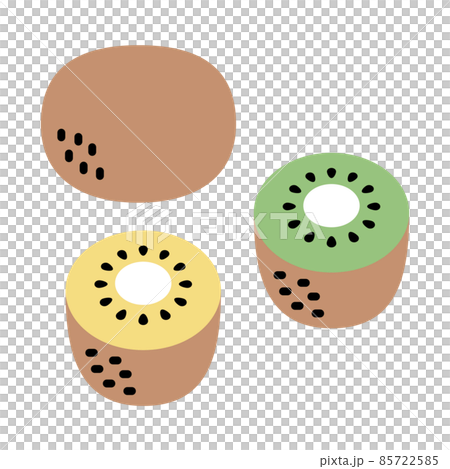 シンプルなキウイフルーツ(緑・黄色) イラストセット シンプルなキウイフルーツ(緑・黄色) イラストセット 85722585