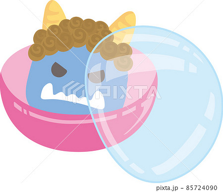 ガチャポンカプセルに入った青鬼のお面_半開き 85724090