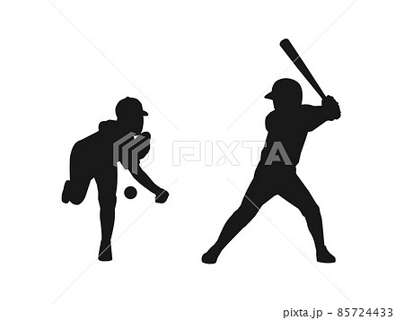 野球部　シルエット　クラブ活動　部活　練習　スポーツ　中高生　全身　イラスト 85724433