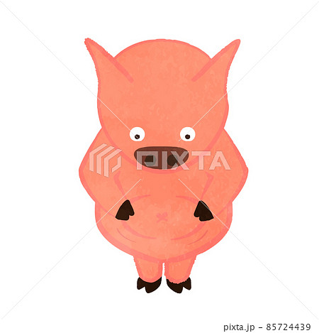 お腹の肉に驚くかわいい豚のイラストのイラスト素材 お腹の肉に驚くかわいい豚のイラストのイラスト素材