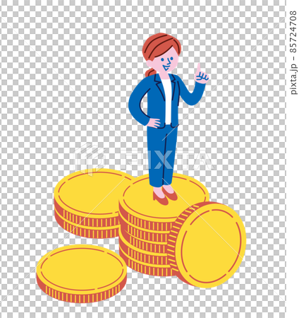 Illustration of coins and women 85724708