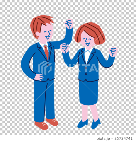 Illustration of men and women in energetic suits Illustration of men and women in energetic suits 85724741