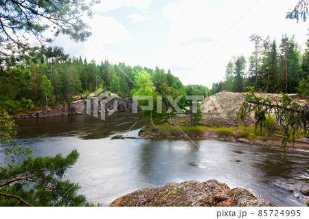 Summer landscape of Kymijoki river waters in Finland. 85724995