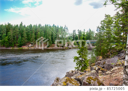 Summer landscape of Kymijoki river waters in Finland. 85725005