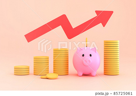 Piggy bank and coins concept saving money. Investment finance business. Piggy bank and coins concept saving money. Investment finance business. 85725061