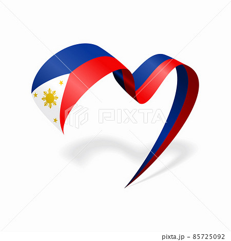 Philippines flag heart shaped ribbon. Vector illustration. 85725092