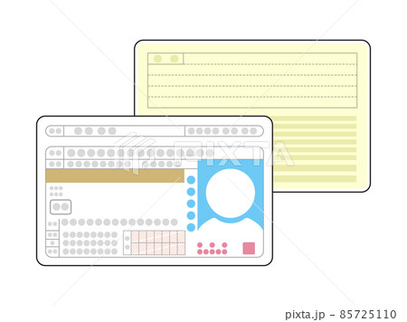 運転免許証（ゴールド免許）の両面のイラストのイラスト素材 [85725110