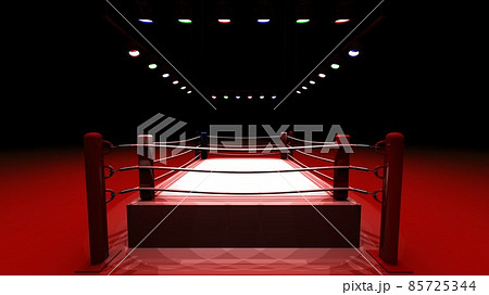 Boxing ring on red light. 3DCG illustration. Boxing ring on red light. 3DCG illustration. 85725344