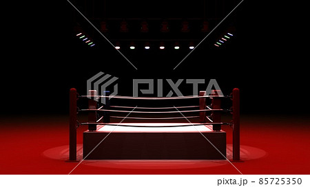 Boxing ring on red light. 3DCG illustration. Boxing ring on red light. 3DCG illustration. 85725350