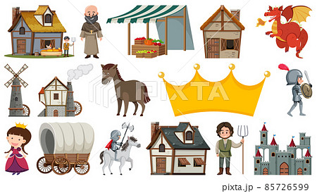 Set of fantasy cartoon characters and elements Set of fantasy cartoon characters and elements 85726599