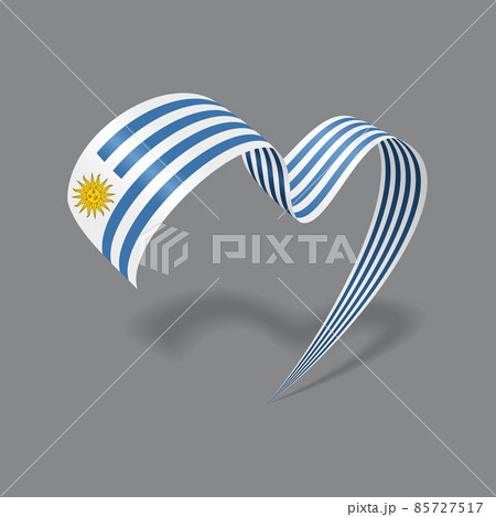 Uruguayan flag heart shaped ribbon. Vector illustration. Uruguayan flag heart shaped ribbon. Vector illustration. 85727517