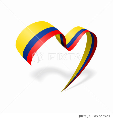 Colombian flag heart shaped ribbon. Vector illustration. 85727524