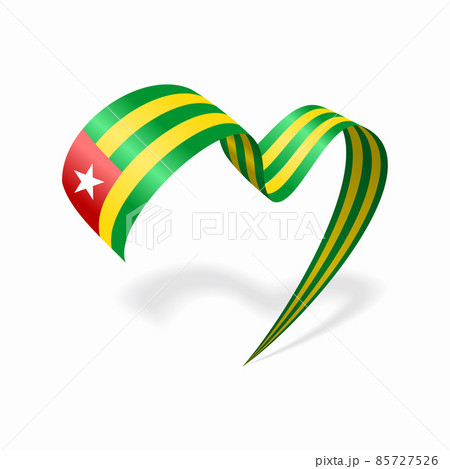 Togolese flag heart shaped ribbon. Vector illustration. Togolese flag heart shaped ribbon. Vector illustration. 85727526