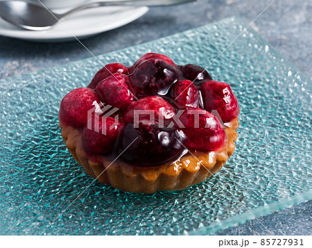 tasty dessert sand basket with wild berries 85727931