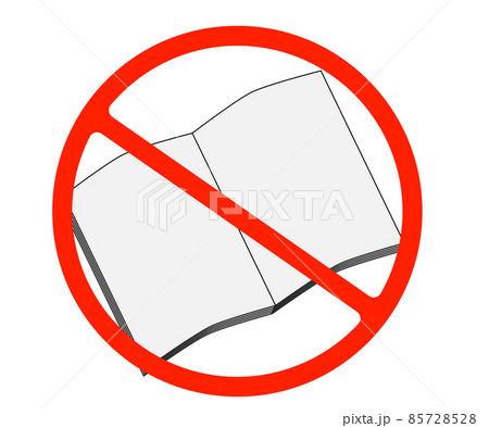 Dont read. Book sign icon. Open book symbol. Red prohibition sign. Stop symbol. Dont read. Book sign icon. Open book symbol. Red prohibition sign. Stop symbol. 85728528