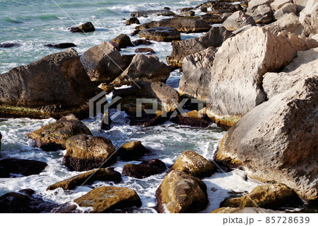 Rocky coast of the Caspian Sea. Rocky coast of the Caspian Sea. 85728639
