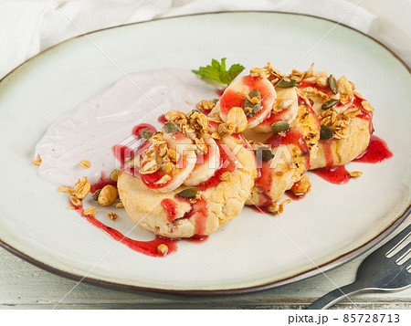 tasty pancake of tofu. Healthy vegetarian food tasty pancake of tofu. Healthy vegetarian food 85728713