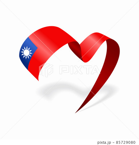 Taiwan flag heart shaped ribbon. Vector illustration. 85729080