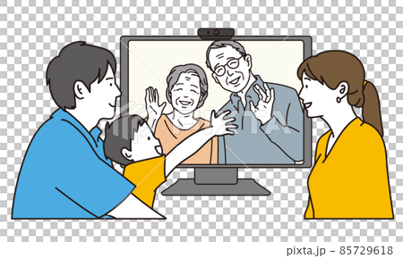 Family having a videophone conversation 85729618