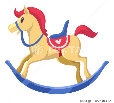 Rocking horse. Funny cartoon wooden riding toy - Stock Illustration  [85730312] - PIXTA