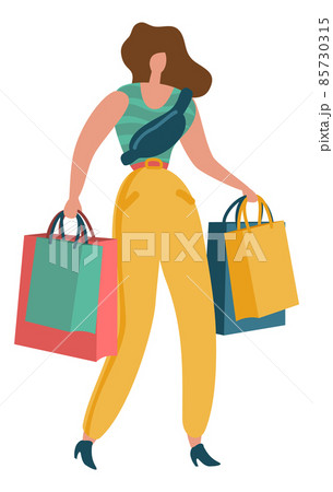 Woman carrying shopping online bags