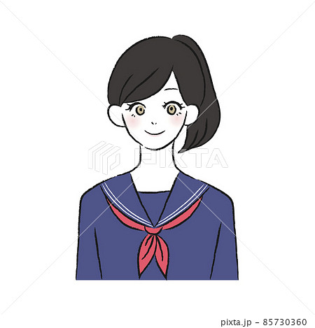 正面を向いた女性のイラスト 学生のイラスト素材