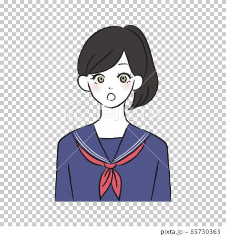 正面を向いた女性のイラスト 学生のイラスト素材
