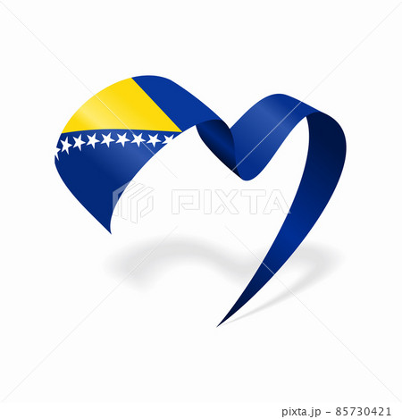 Bosnia Herzegovinan flag heart shaped ribbon. Vector illustration. 85730421
