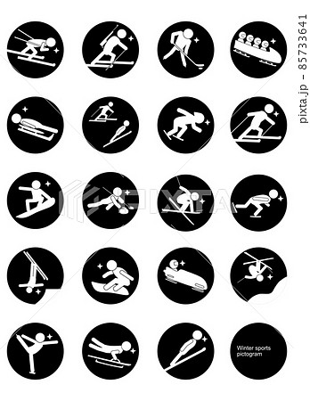 Winter sports pictogram Black cycle frame ,冬のスポーツ Winter sports pictogram Black cycle frame ,冬のスポーツ 85733641