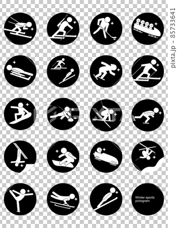 Winter sports pictogram Black cycle frame ,冬のスポーツ Winter sports pictogram Black cycle frame ,冬のスポーツ 85733641
