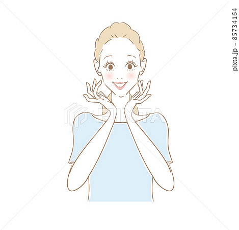 女性表情　嬉しい 85734164
