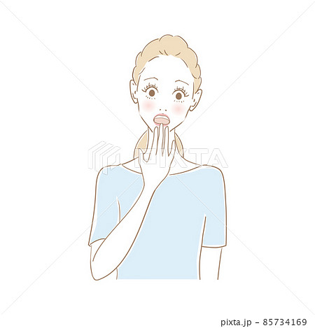 女性表情　びっくり 85734169