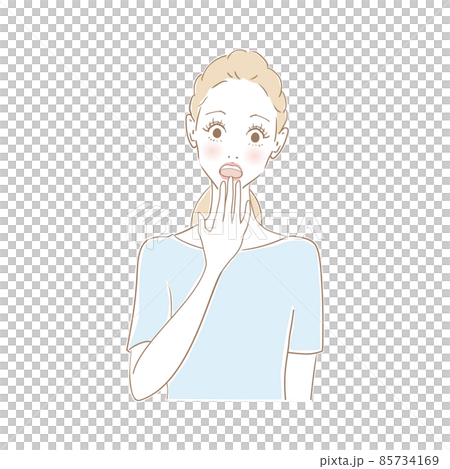 女性表情　びっくり 85734169