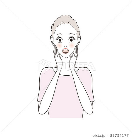 女性表情　驚く 85734177