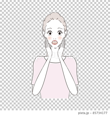 女性表情　驚く 85734177