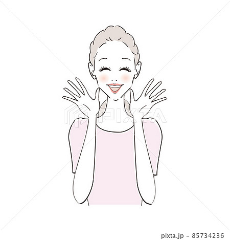 女性表情　喜ぶ 85734236