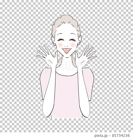 女性表情　喜ぶ 85734236
