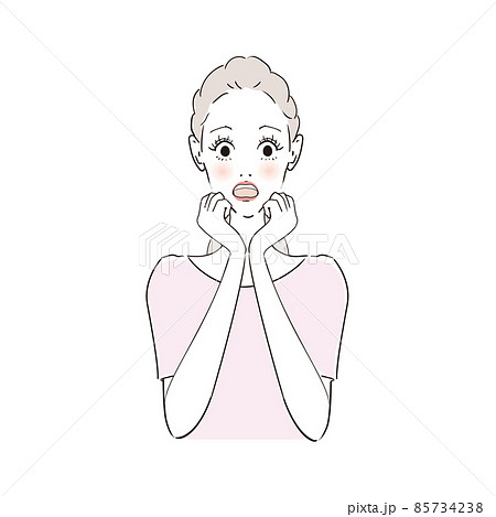 女性表情　びっくり 85734238