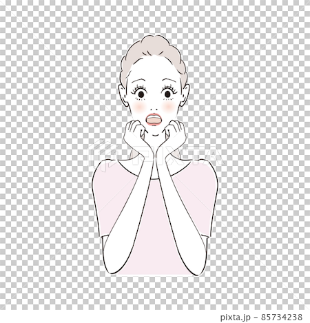 女性表情　びっくり 85734238