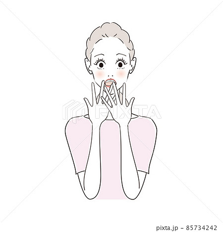 女性表情　びっくり 85734242