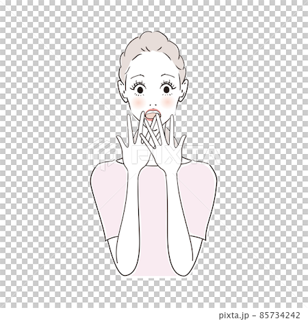 女性表情　びっくり 85734242