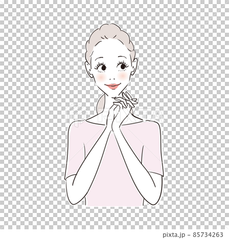 女性表情　嬉しい 85734263