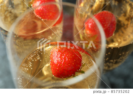 Concept of delicious drink with Rossini cocktail, close up 85735202