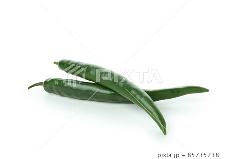 Green hot peppers isolated on white background 85735238