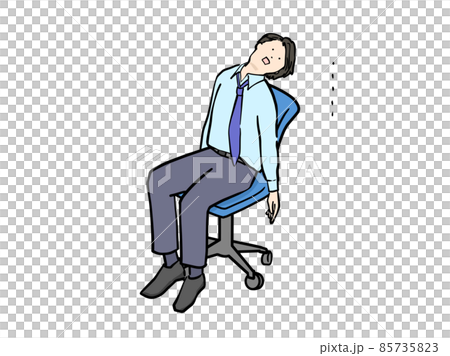 Illustration of a man in a suit in a state of weakness and absentmindedness Illustration of a man in a suit in a state of weakness and absentmindedness 85735823