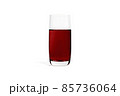 Glass of fresh sweet berry juice isolated on white background. 3D rendering realistic illustration. Glass for water. Vegan juice. Cleansing and detox. Empty liquid container. 85736064