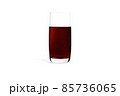 Glass of fresh sweet berry juice isolated on white background. 3D rendering realistic illustration. Glass for water. Vegan juice. Cleansing and detox. Empty liquid container. 85736065