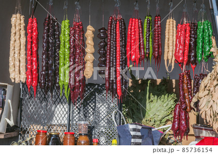 Colourful traditional market with national sweets. Colourful traditional market with national sweets. 85736154