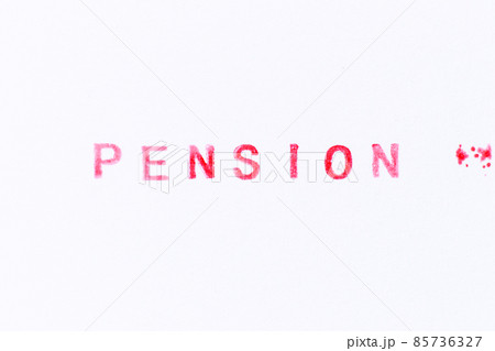 Red color ink rubber stamp in word pension on white paper background 85736327