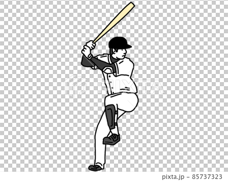 バッティングをするフォームが綺麗な野球選手 85737323
